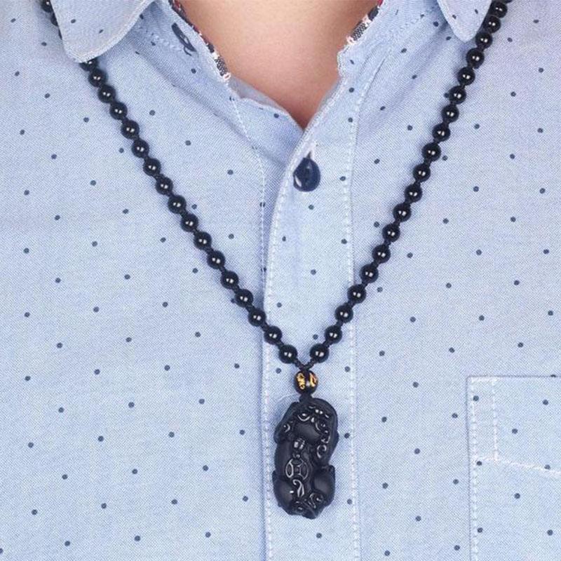 Black Obsidian Pixiu Necklace - Wealth Protection